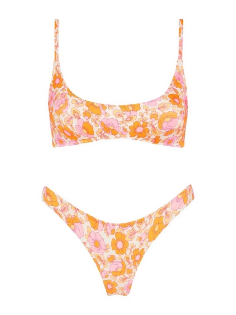 Triangl Orange and Pink Floral Bikini With Bag